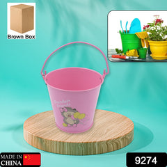 Galvanized small metal bucket with handle for plant potting