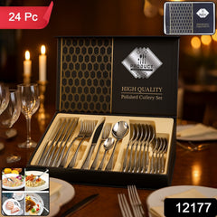 Complete 24 Pc polished stainless steel cutlery set