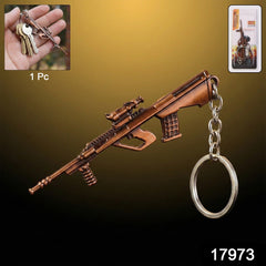 Close-up metal gun keychain detail