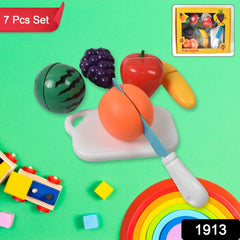7-piece fruit cutting toy with knife & board