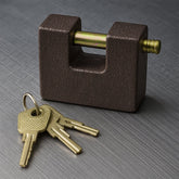 Heavy duty black iron door lock with brass core and 5 keys