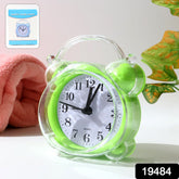 Compact green transparent analog desk clock