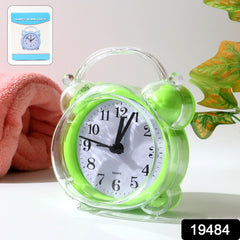 Compact green transparent analog desk clock