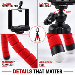Mini flexible phone tripod - adjustable holder and leg features