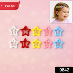 Set of 10 colorful metal star hair clips