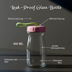 Premium glass bottle with leak-proof lid packaging