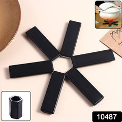 Folded hexagon trivet for compact kitchen storage