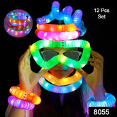 Set of 12 vibrant pop tube sensory toys