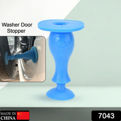 Washer door stopper placed on washing machine door