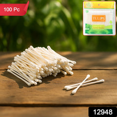Close-up of cotton swabs with paper stems