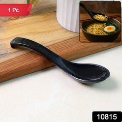 Black plastic soup spoon for soups and noodles