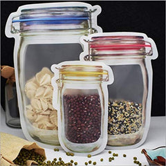 Transparent jar-shaped pouch with zipper closure