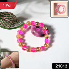 Elegant Dual-Tone Crystal Beaded Stretch Bracelet (1 Pc)