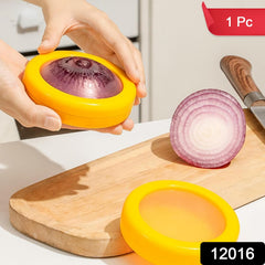 Yellow food storage container, side angle