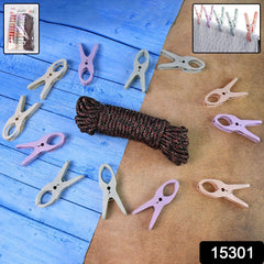 Clothes hanging securely on Drying Rope with Clips