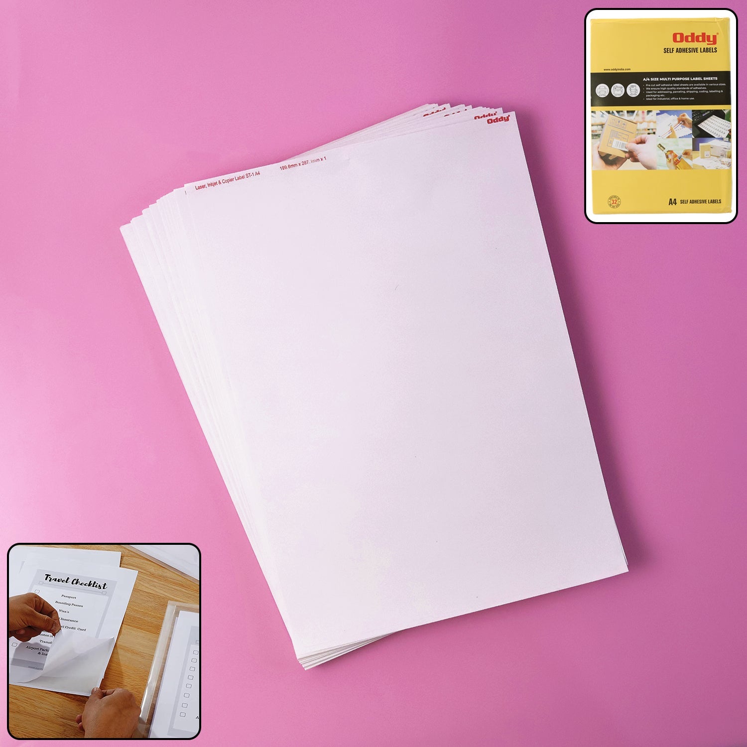Oddy A4 full-sheet self-adhesive labels, pack of 100