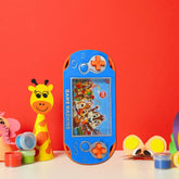 Children's handheld water game toy with bubbles in use