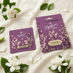 Gardenia Hanging Air Freshener Sachet with floral design