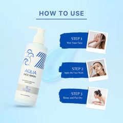 Zequz logo on Aqua Face Wash