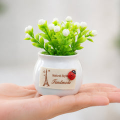 Small artificial plant for desk, shelf and table decoration