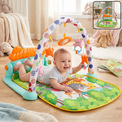 Baby piano gym activity play mat with hanging toys and music