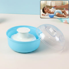 Baby powder container with soft applicator puff