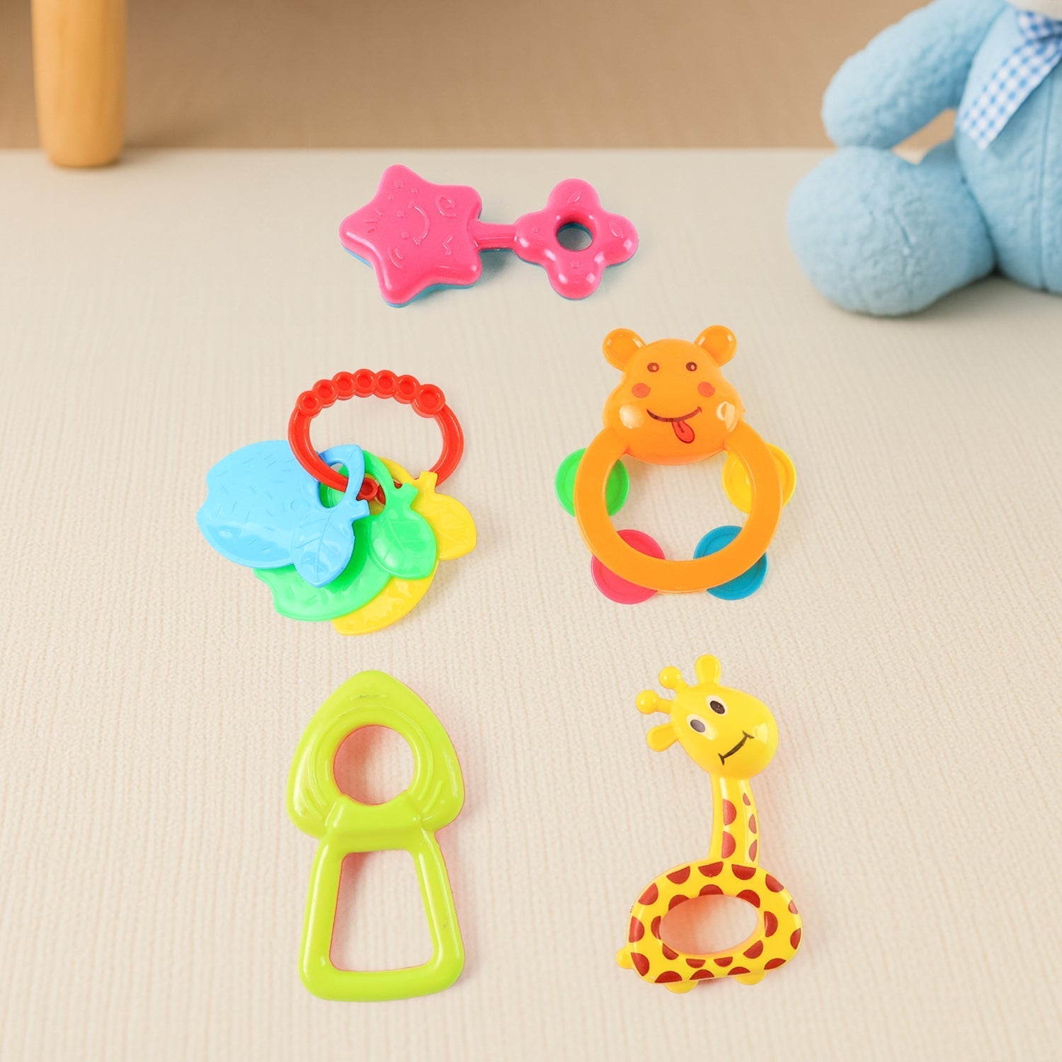 Colorful 5-piece baby rattle set for infants