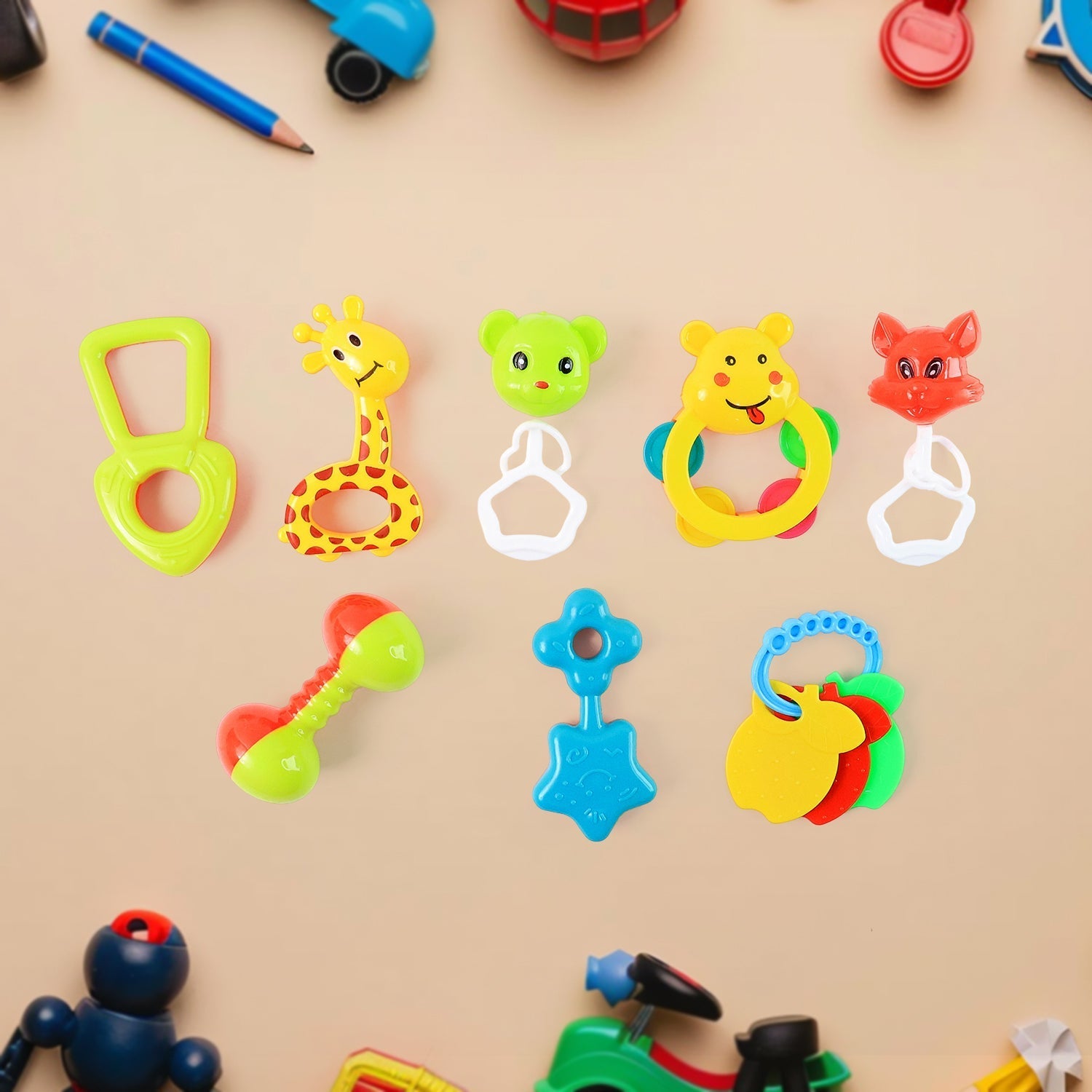 8-piece colorful baby rattle toy set for infants