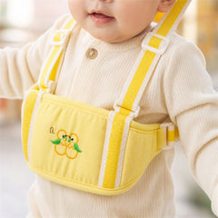 Front view of baby walking harness highlighting breathable cotton fabric