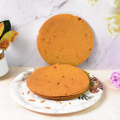 Close-up of a Maniarr's Bajri Khakhra, revealing its thin and crunchy texture.