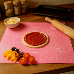 Silicone baking mat flat on surface