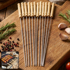 wooden handle BBQ skewers set