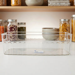 Versatile clear plastic basket suitable for fruits, vegetables, and snacks.
