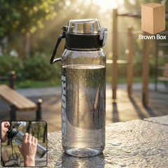 Black 1000 ML leakproof sports water bottle front view
