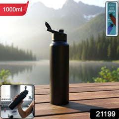 Reusable Stainless Steel Water Bottle with Flip-Top Lid