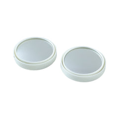Close-up of white round blind spot mirror
