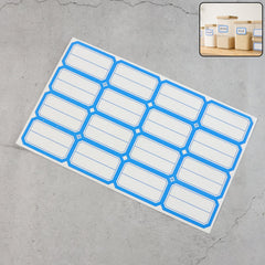 Self-adhesive rectangular label stickers on sheet