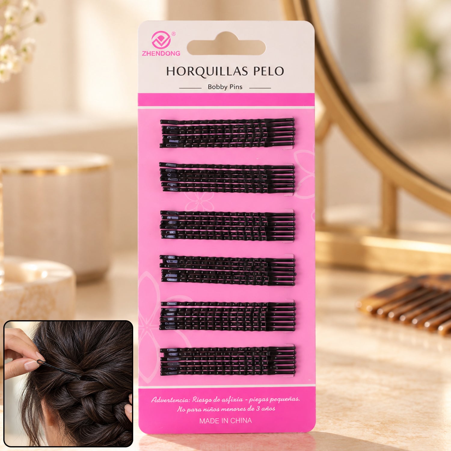 Metal bobby hair pins wavy grip buns