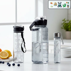 3 in 1 multipurpose water bottle set front view
