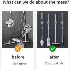 Brown broom holder clips with strong spring grip