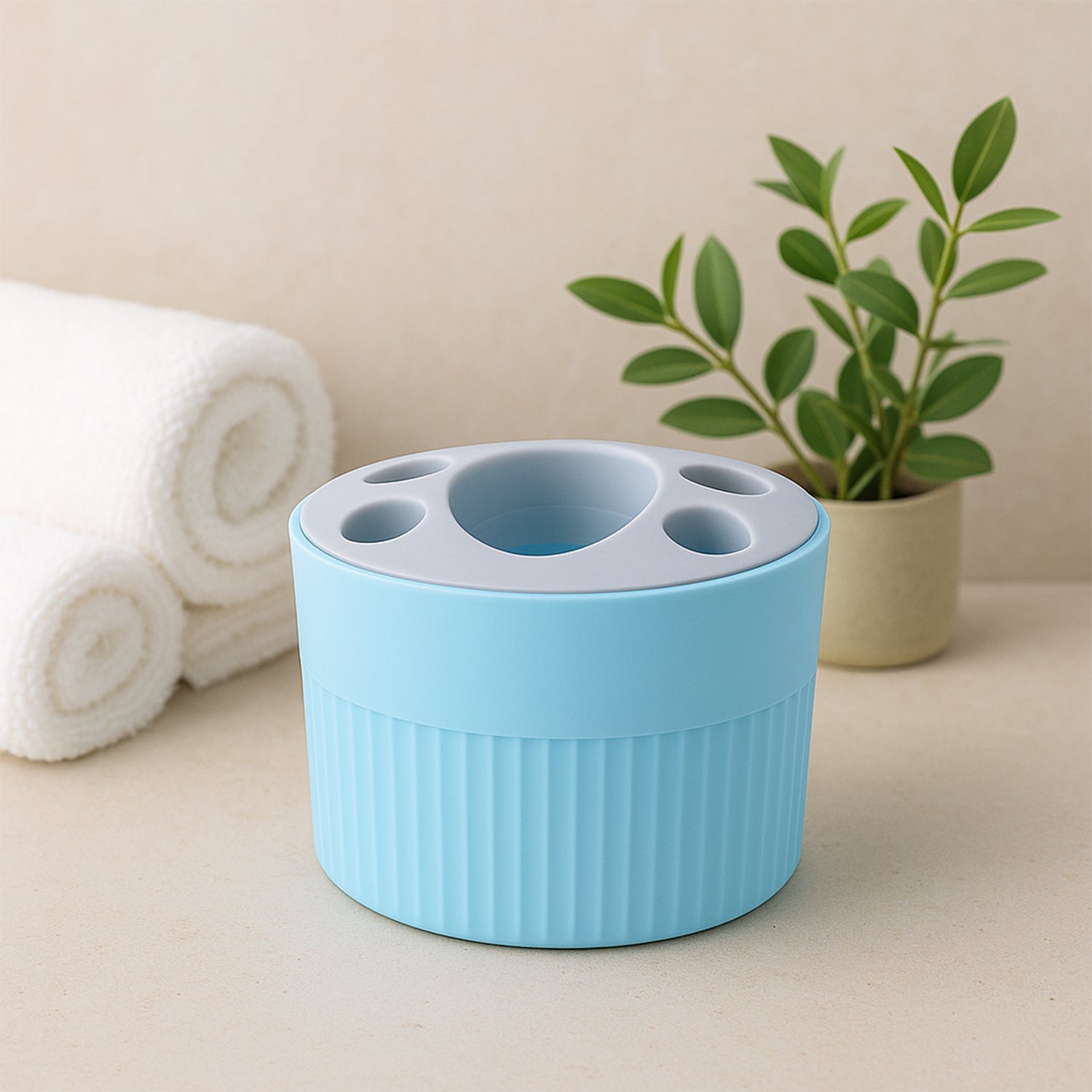Multipurpose Bathroom Toothbrush and Utility Holder Stand with 5 slots