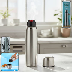 Bullet style stainless steel vacuum insulated water bottle with push-button lid