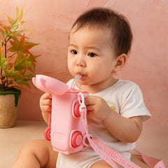 Bus water bottle with adjustable strap