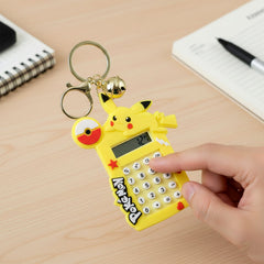 Cute Yellow Cartoon Character Calculator Keychain with Mini Digital Display (1 Pc)
