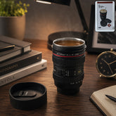 Camera Lens Shaped Coffee Mug Flask With Lid