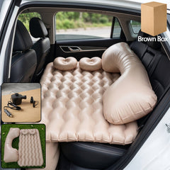 Car Air Mattress Bed Set inflated in car rear seat