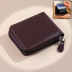 Close-up of card holder wallet accordion slots