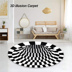 Round 3D optical illusion carpet