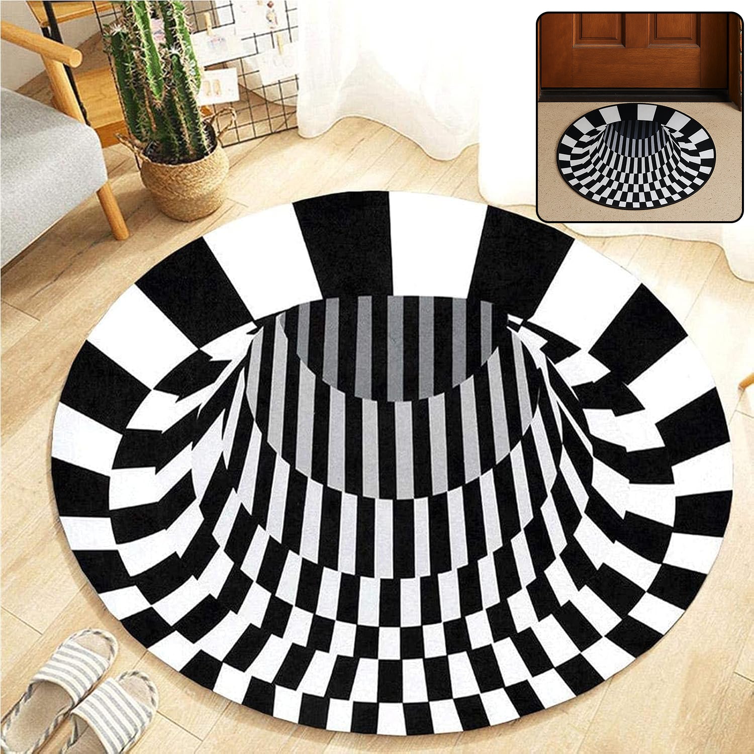 3D optical illusion round rug for modern decor