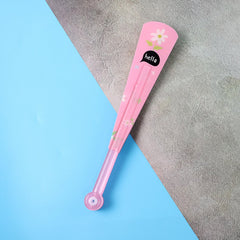 Handheld foldable fan with floral print open